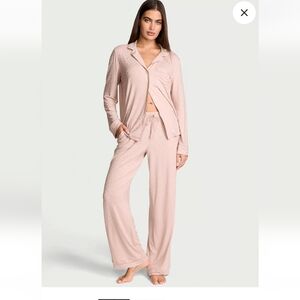 VS Victoria's Secret modal long pajama set Pink Gold Hearts Xs new NWT